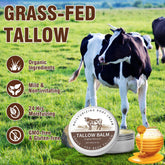 Beef Tallow for Skin, Beef Tallow for Face Moisturizer, Tallow and Honey Balm, Natural Moisturizer Body Cream, Natural Organic Grass Fed Beef Tallow for Body Moisturizer Skin Care for Sensitive Skin