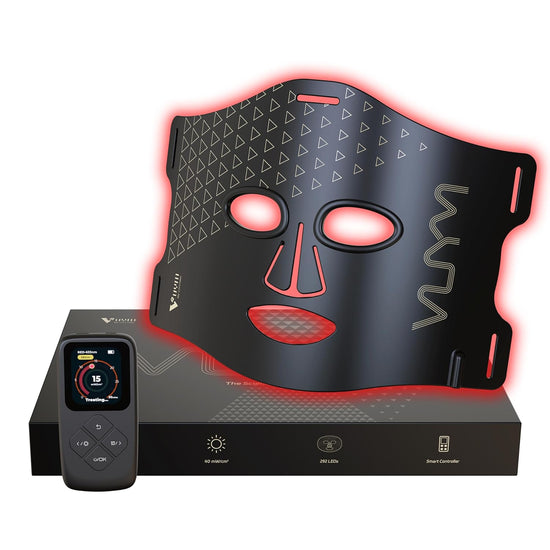 Red Light Therapy Mask, Lightweight 130G Skin Brightening anti Aging Wrinkles Reduction, 292 Leds Professional Infrared Red Light Therapy for Face, Portable LED Facial Skincare Mask Gift Pack