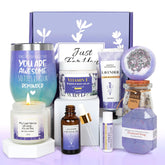 Lavender Gifts for Women - Care Package Relaxing Gifts - Lavender Spa Gifts Set, Self Care Gift for Women, Gift Baskets for Women Her Friend Sister Mom Wife, Christmas Lavender Gift Basket Ideas