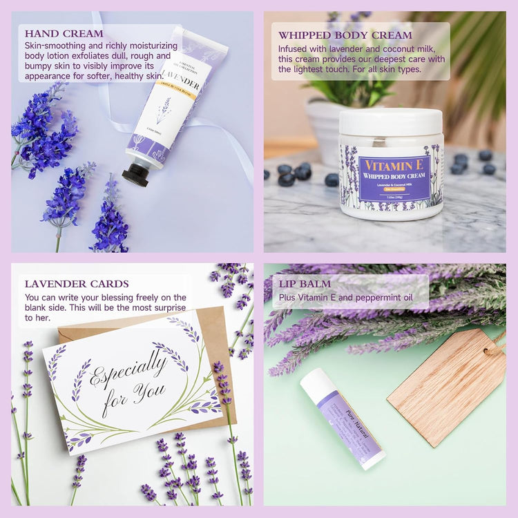 Lavender Gifts for Women - Care Package Relaxing Gifts - Lavender Spa Gifts Set, Self Care Gift for Women, Gift Baskets for Women Her Friend Sister Mom Wife, Christmas Lavender Gift Basket Ideas